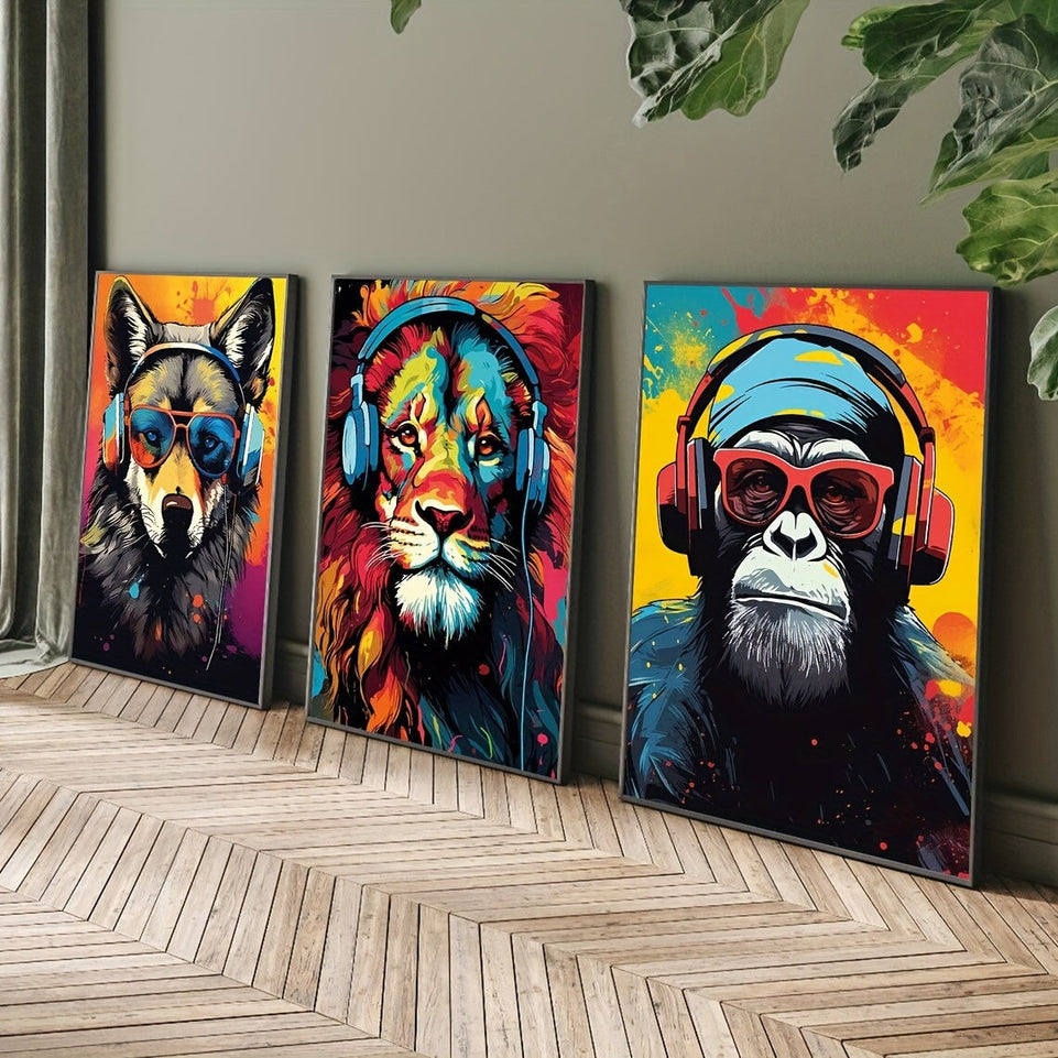 3pcs Canvas Poster, Modern Art, Earphone Animal Tiger Wolf Chimpanzees Gaming Funky Painting, Ideal Gift For Bedroom Living Room Corridor, Wall Art, Wall Decor, Fall Decor, Room Decoration, No Frame https://www.temu.com/search_result.html?search_key=601099534504057