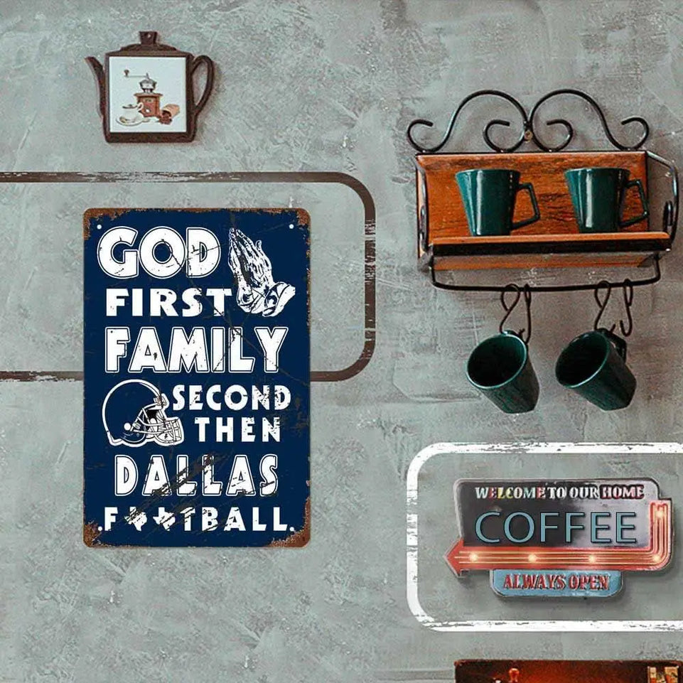 Vintage Sports Poster Metal Football Tin Sign 8x12in(20x30cm)-American Football God First Family Second Then Football-Retro Poster for Football Fans Gift,bar, Cafe, Restaurant Wall Decor art-DC03 https://www.amazon.com/dp/B09QY9BTTF