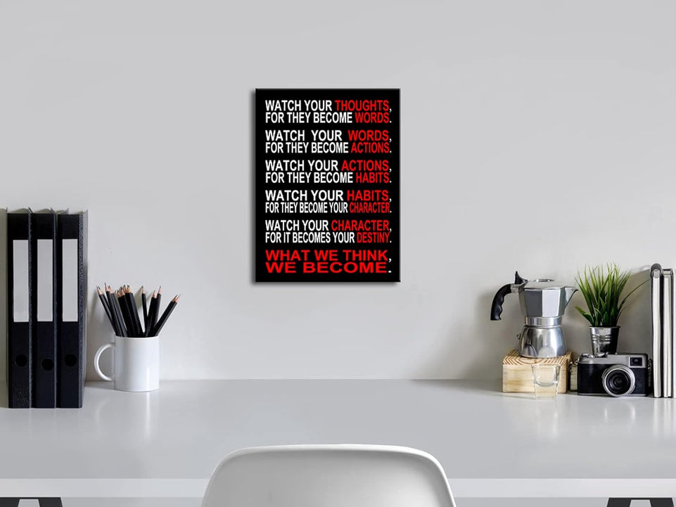 Pyradecor Watch Your Thoughts Motivational Classroom Poster Modern Canvas Prints Wall Art Paintings Ready to Hang for Office Living Room Home Decorations Stretched Pictures Artwork https://www.amazon.com/dp/B076PKMR4S