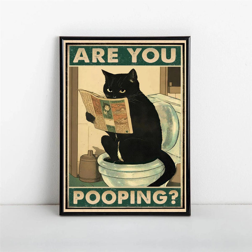 1pc Canvas Poster, Inspirational Quote Wall Art, Are You Pooping Black Cat Kitten Watching Newspaper In Toilet, Funny Animal Poster, Vintage Retro Art, For Living Room Wall Decor/ Room Decor/ Home Decor, No Frame, Halloween Decoration https://www.temu.com/search_result.html?search_key=601099516946631