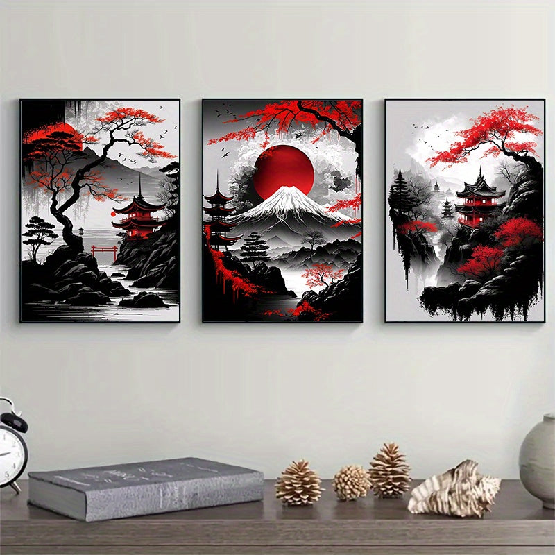 3pcs Frameless Japanese Natural Landscape Canvas Painting Black and Red Posters Vintage Ink Art Wall Art Prints for Living Room Bedroom Home Decor No Frame https://www.temu.com/search_result.html?search_key=601099517626340