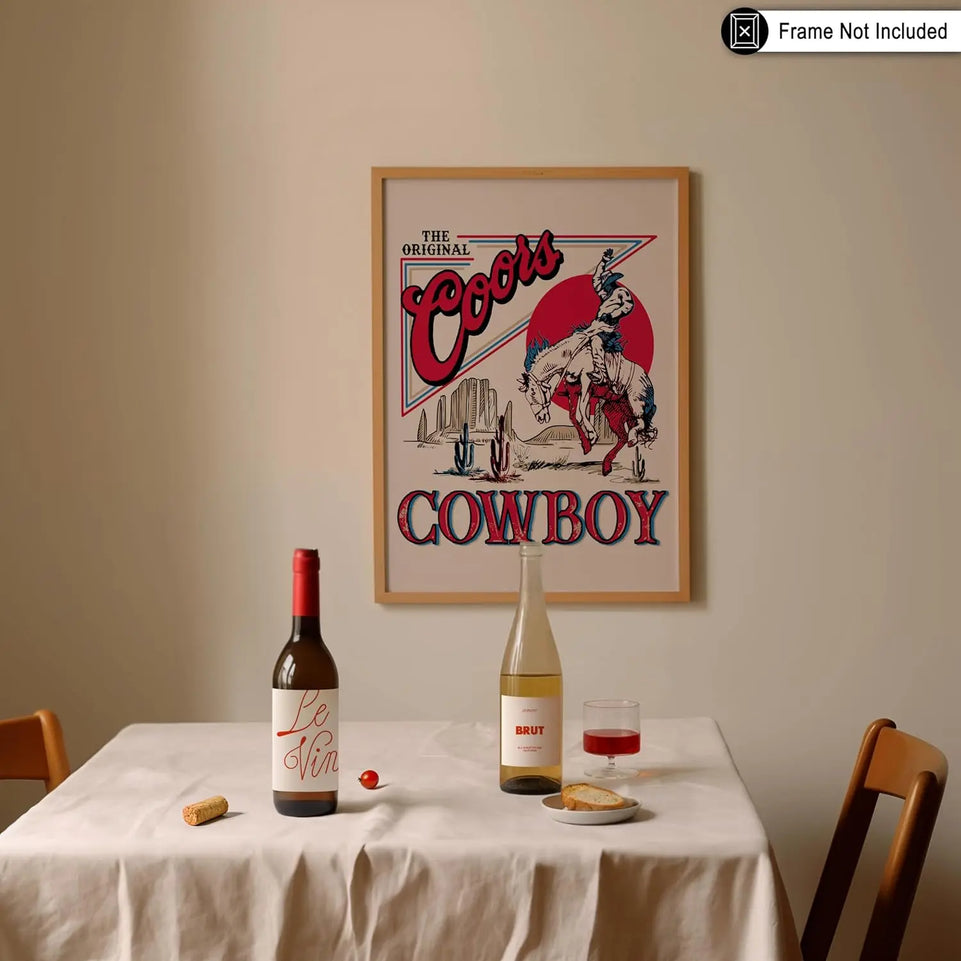 Poster Master Vintage Advertising Poster - Retro Western Print - Cowboy, Funky Wild West, Rodeo, Beer, Trendy, Aesthetic - 8x10 UNFRAMED Wall Art - Gift for Friend - Wall Decor for Kitchen, Bar, Pub https://www.amazon.com/dp/B0CC2343TN