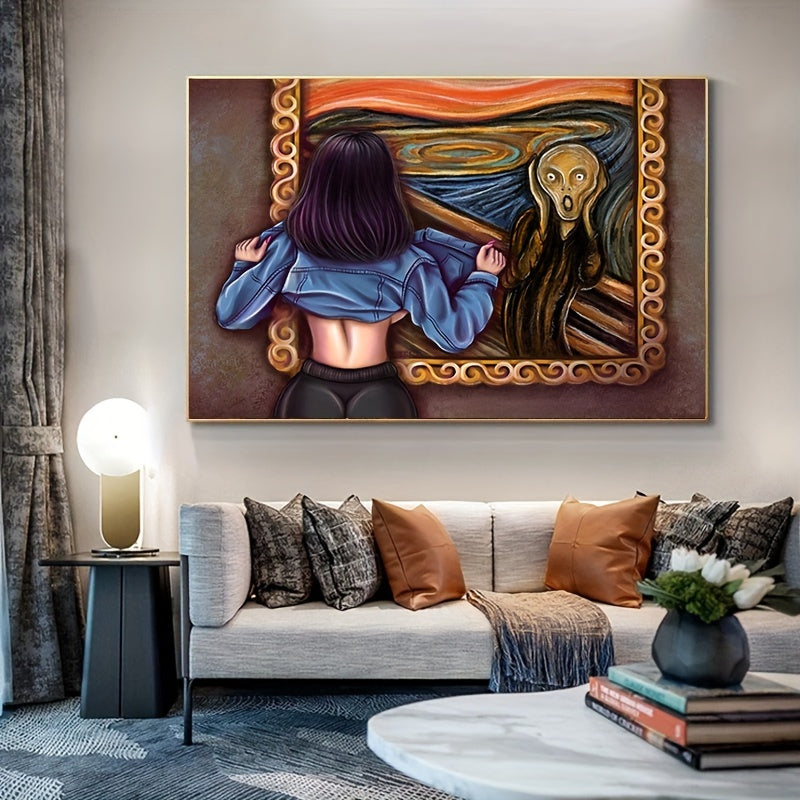 Funny Girl Scream Canvas Art Print - Modern Unframed Wall Decor for Living Room, Bedroom, Home Office - Animal & Human Theme Poster https://www.temu.com/search_result.html?search_key=601099533035651