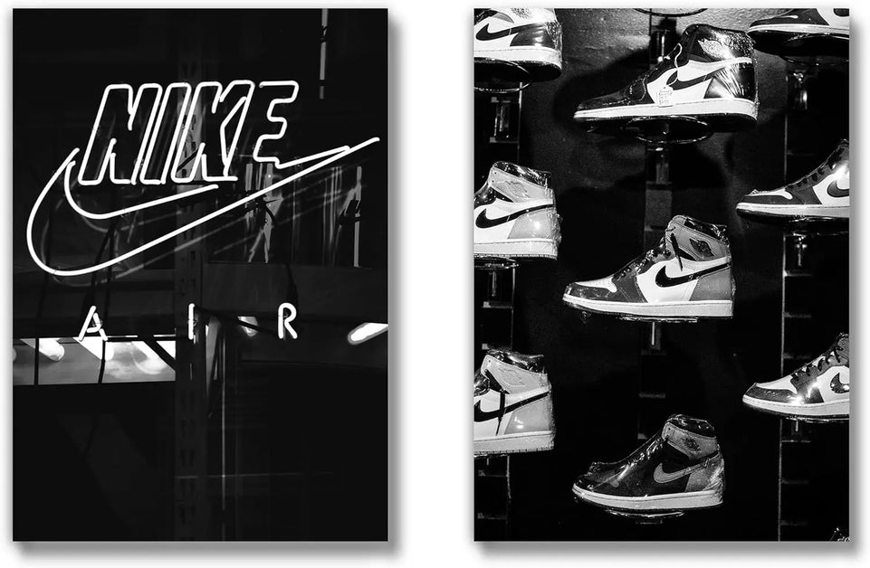 Generic Sneaker Posters (UNFRAMED 12 x 16 Set of 2) Hypebeast Wall Art Shoe Decor Sneakerhead Room Decor Air AJ Teen Boy Room Girl Room Wall Art Prints - Black and White Sneakers https://www.amazon.com/dp/B0CSH5NPJ8
