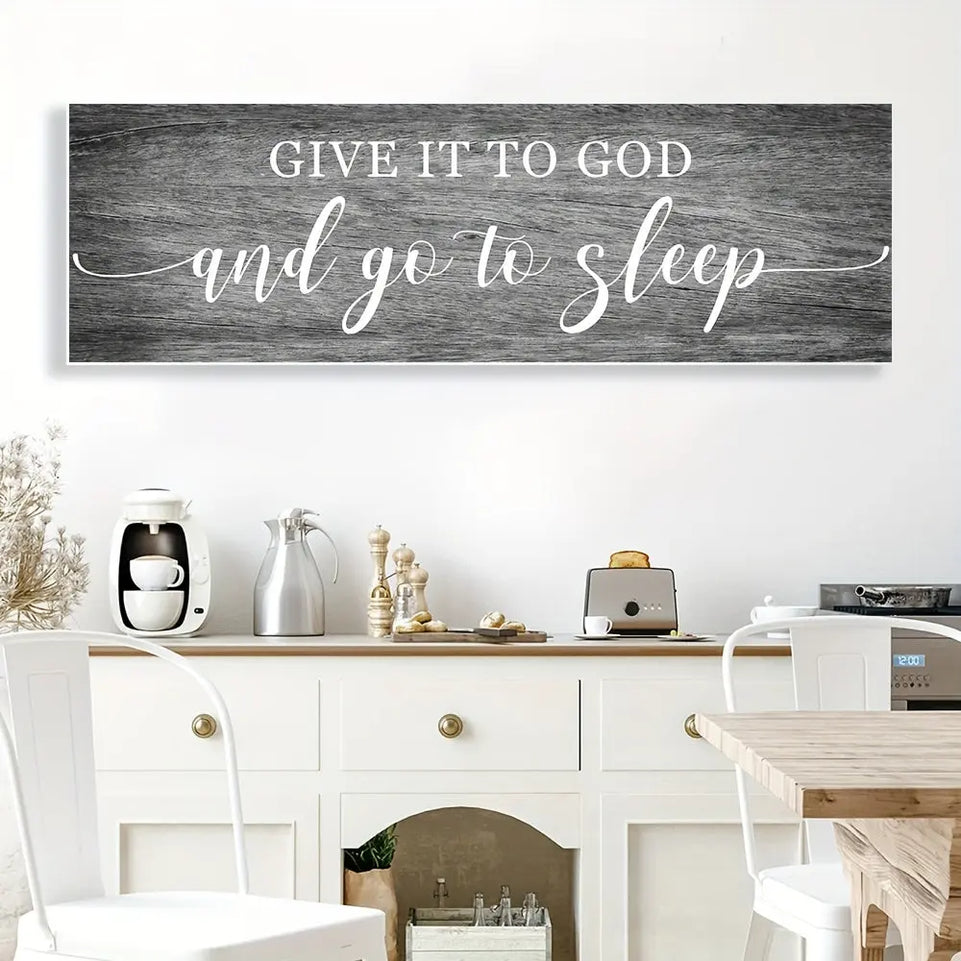 1pc Modern Grey Black Line Art Wall Poster Give It To God And Go To Sleep Scripture Canvas Painting Wall Art Bedroom Kitchen Decor June Wall Art