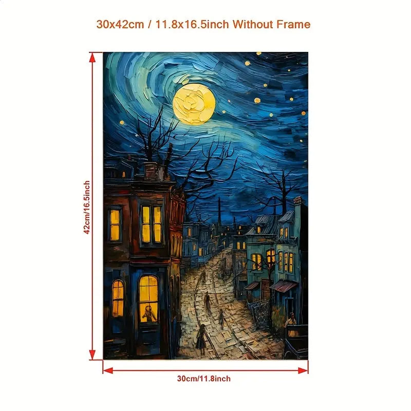 1pc Vincent van Gogh "Starry Night" Canvas Art Print - Vibrant Oil Painting Reproduction, Unframed Wall Decor for Living Room, Bedroom, Home Office, Dorm | Classic/Artistic Style, Vertical Orientation June Wall Art