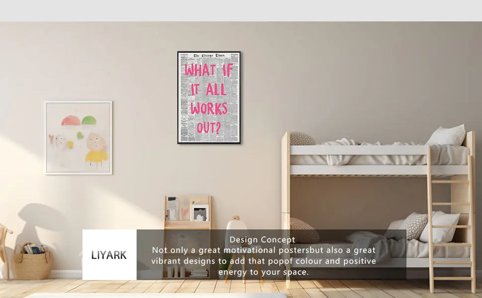 Liyark Retro Trendy Newspaper Canvas Wall Art What If All Works Out Poster Black And White Wall Art Positive Affirmation Quote Wall Art Pink Font Wall Decor Minimalist Home Decor 12x16in Unframed https://www.amazon.com/dp/B0D14VNYMR