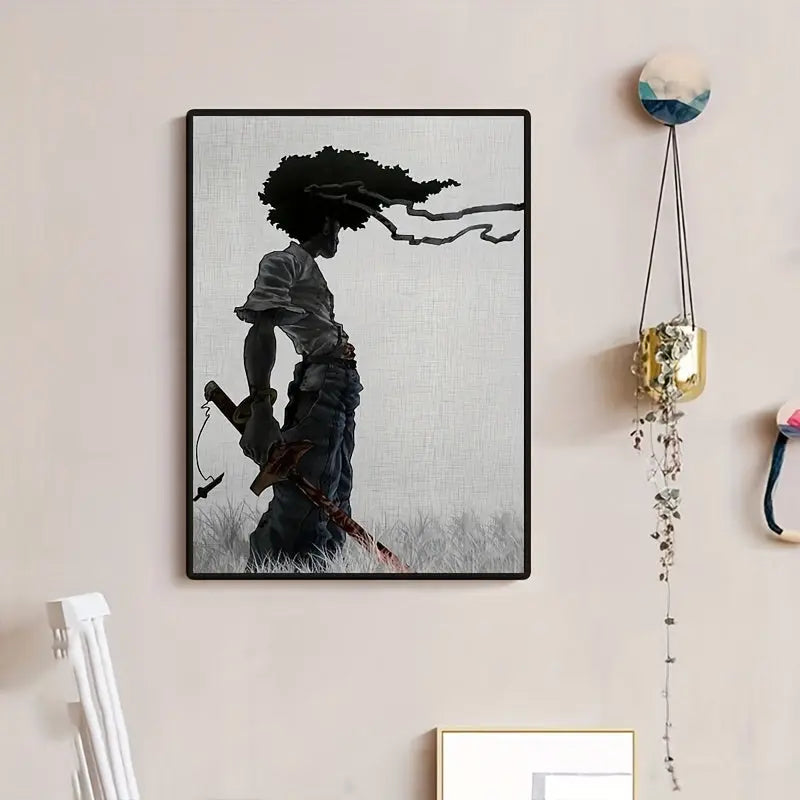 1pc African Samurai Anime Poster, Room Aesthetics Poster, Decoration Painting, Canvas Wall Art, Living Room Poster, Bedroom Painting, Home Decor, Frameless June Wall Art