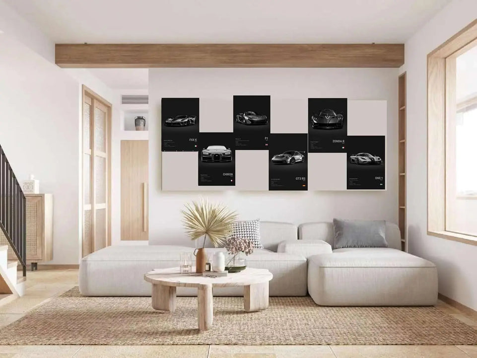 Super Car Poster Racing Car Wall Art For Home Decor Car Prints For Walls FXXK CHIRON P1 911GT3 RS ZONDA R ONE:1 Cardstock Posters Set Of 6(Unframe 8x12inch) https://www.amazon.com/dp/B0CQVFW28F