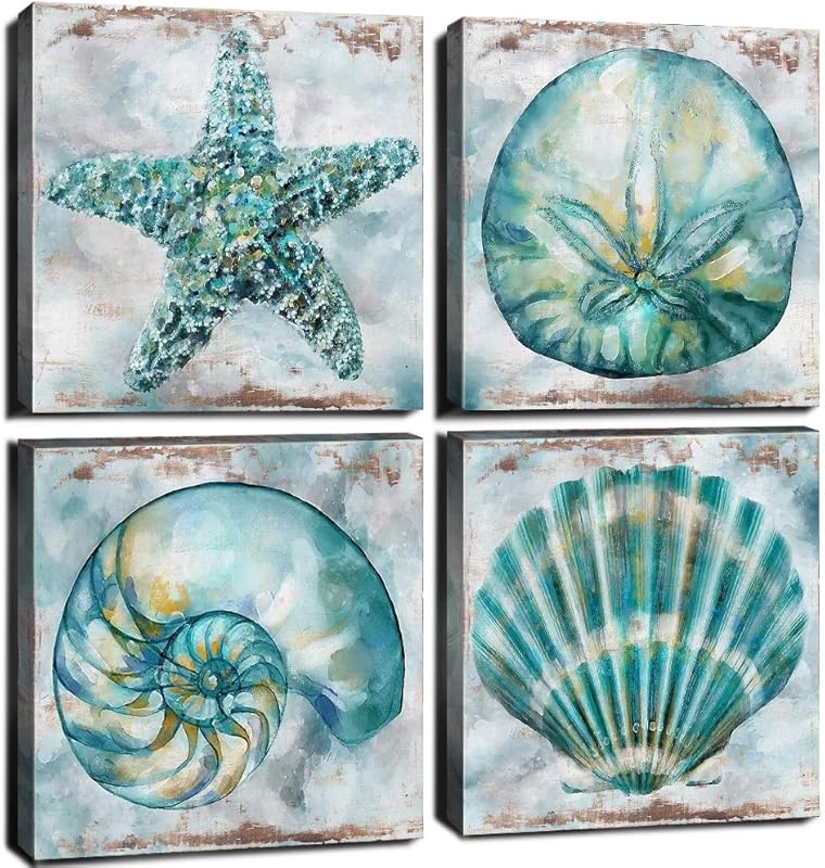 Bathroom Wall Art Beach Decor Ocean Sea Turtle Octopus Canvas Pictures Coastal Room Decor Teal Bathroom Accessories Vintage Whale Seahorse Poster Modern Nautical Painting Bedroom Home Decorations https://www.amazon.com/dp/B07HMJFDK3