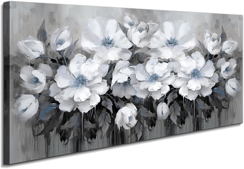 AnZhongArt Bathroom Wall Art,Flower Wall Art,Canvas Wall Art,Small wall Art Gray and White and Blue Flower Wall Art-Floral Canvas Wall Art, Bedroom Office Flower Wall Art Decoration,12x12 inches https://www.amazon.com/dp/B0CR7H4SQ4