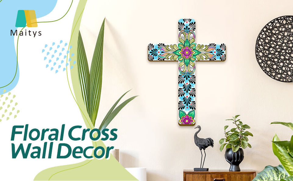 Floral Cross Wall Decor Hand Painted Decorative Inspirational Wooden Cross Spanish Style Wall Cross Mexican Art Wall Decor Mexican Crucifix for Home Room Church Decoration (Cute Style) https://www.amazon.com/dp/B09HBMJ1WQ