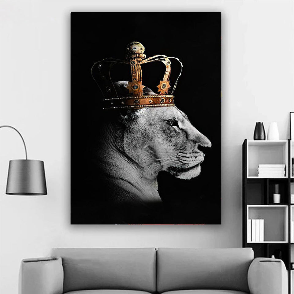 2pcs Lion Couple Wall Decals, Black Lion & Lioness With Crowns Canvas Painting Posters Wall Art Decor, For Home Bedroom Living Room Decor https://www.temu.com/search_result.html?search_key=601099514157738