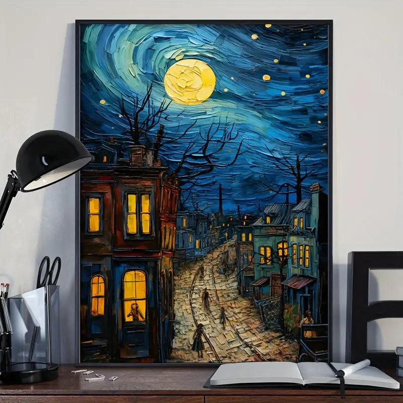 1pc Vincent van Gogh "Starry Night" Canvas Art Print - Vibrant Oil Painting Reproduction, Unframed Wall Decor for Living Room, Bedroom, Home Office, Dorm | Classic/Artistic Style, Vertical Orientation June Wall Art