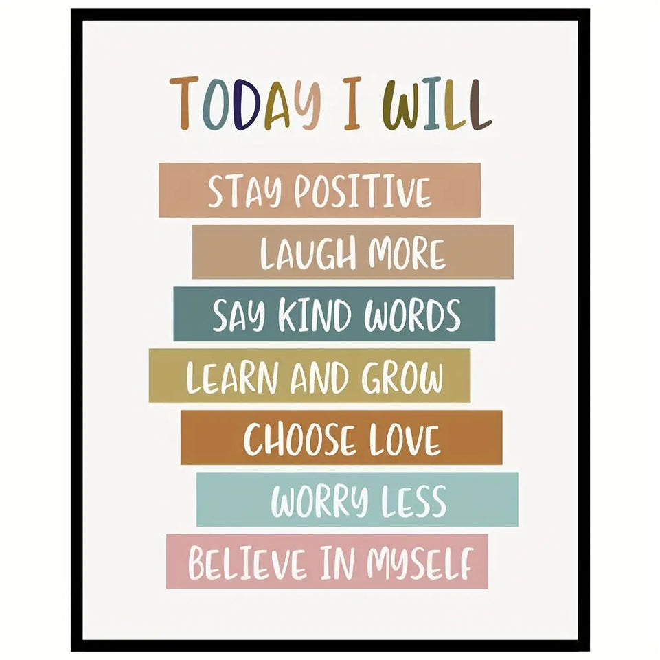 Students Room Decor, Today I Will, Positive Art Print, Affirmation Art, Nursery Decor, Wall Art, Homeschool Art, Affirmation Print, 8x10‘’- NO FRAMED Eid Al-Adha Mubarak June Wall Art