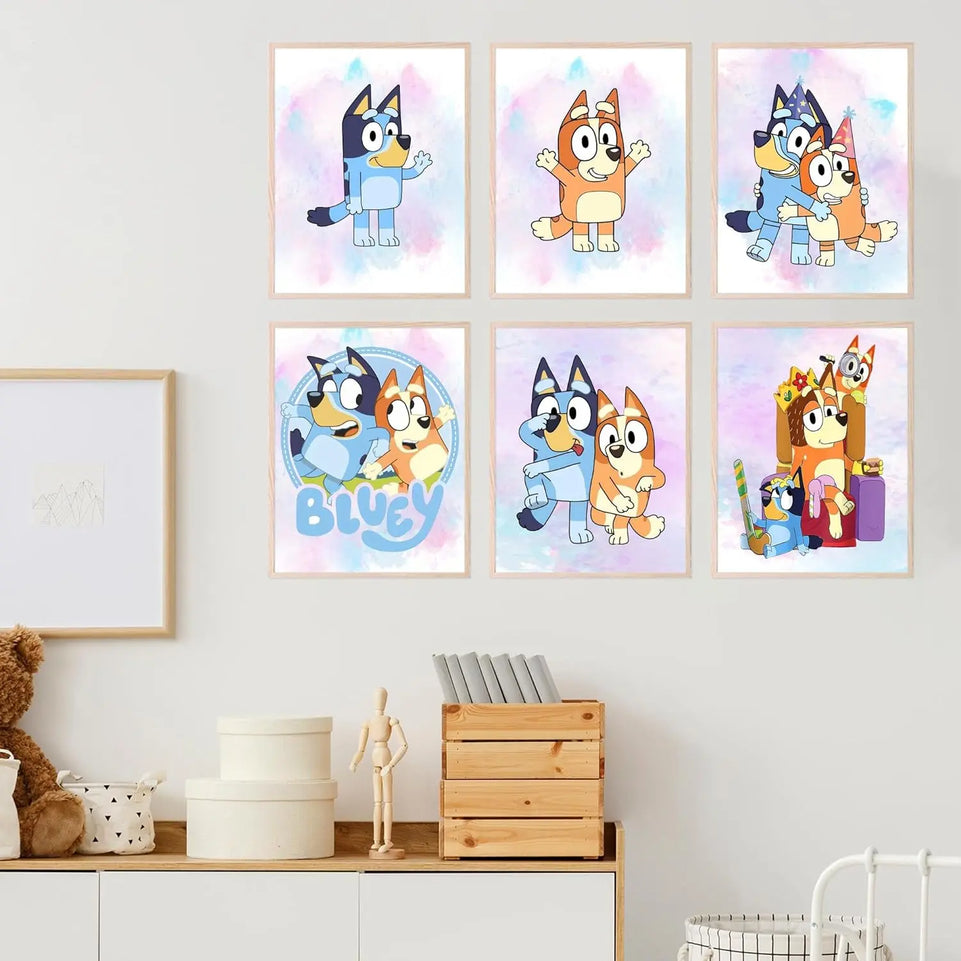 BigWig Prints Bluey Poster - Bluey Room Decor, Posters for Boys Room, Kids Wall Art for Bedroom, Toddler Wall Art, Cartoon Artwork for Nursery Decor, Kids Cartoon Prints - Set of 6 (8x10”) Unframed https://www.amazon.com/dp/B0CMDGDXH7