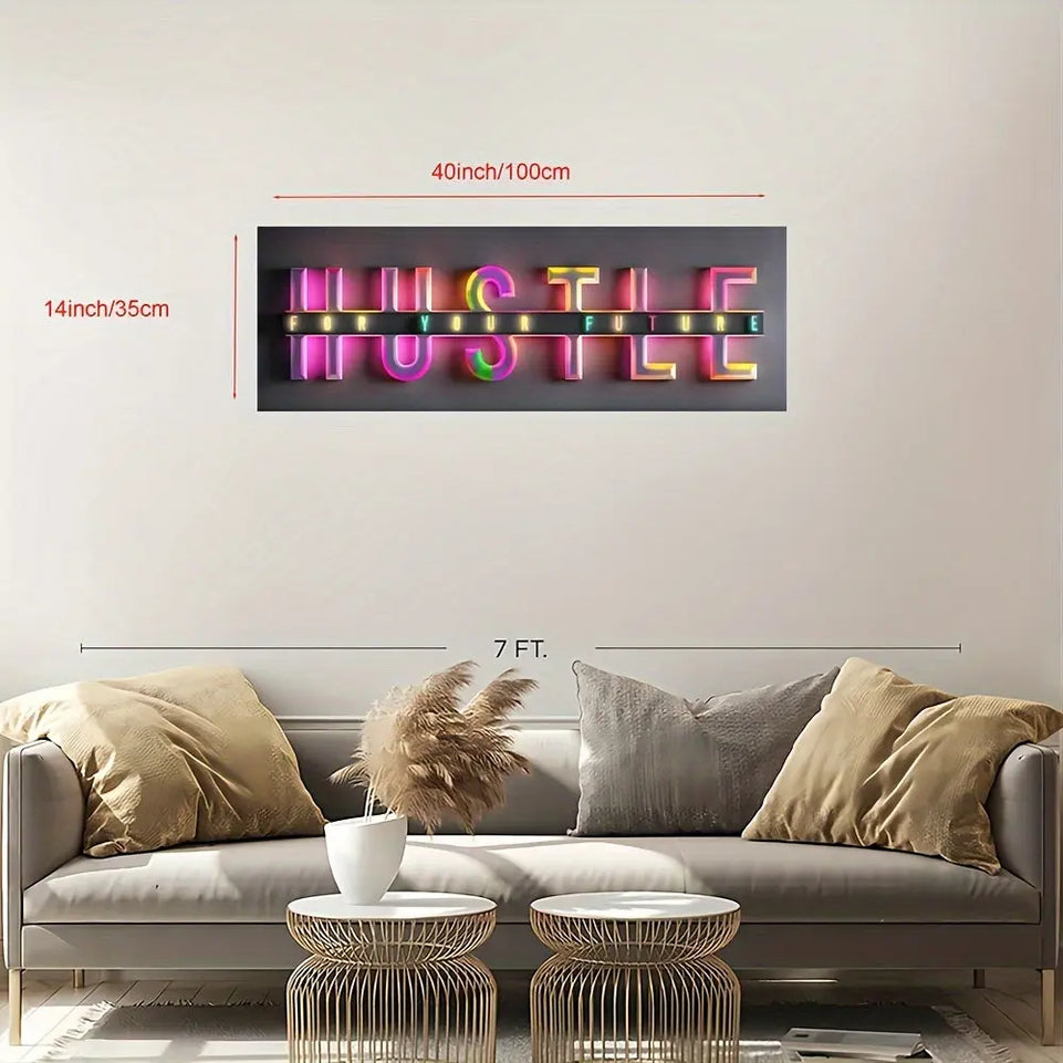 1pc Unframed Hustle For Your Future Painting, Creative Canvas Poster, Canvas Wall Art, Artwork Wall Painting For Gift, Bedroom, Office, Living Room, Cafe, Bar, Wall Decor, Home And Dormitory Decor June Wall Art