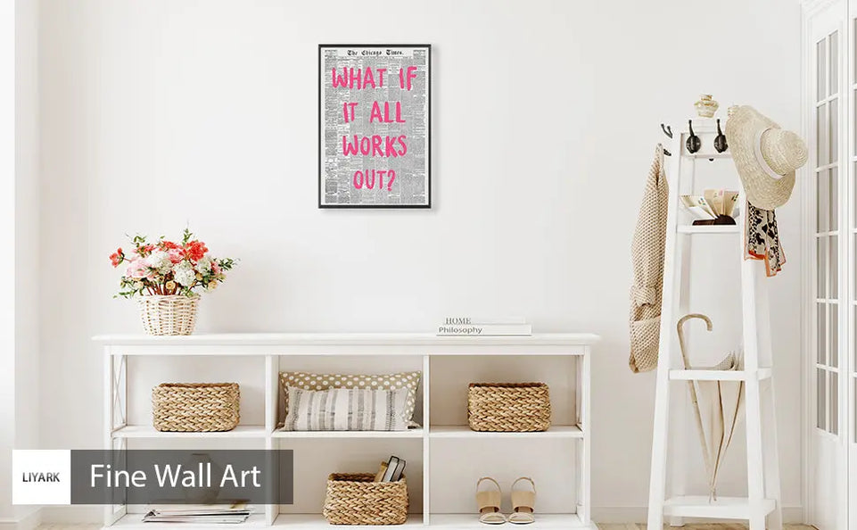 Liyark Retro Trendy Newspaper Canvas Wall Art What If All Works Out Poster Black And White Wall Art Positive Affirmation Quote Wall Art Pink Font Wall Decor Minimalist Home Decor 12x16in Unframed https://www.amazon.com/dp/B0D14VNYMR