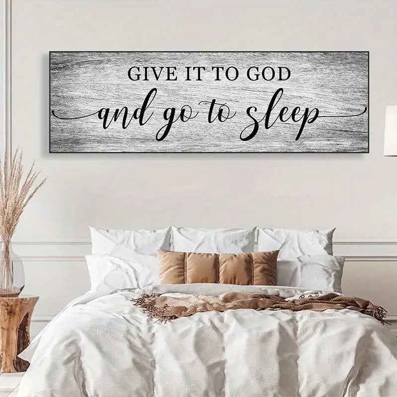 1pc Modern Grey Black Line Art Wall Poster Give It To God And Go To Sleep Scripture Canvas Painting Wall Art Bedroom Kitchen Decor June Wall Art