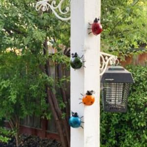 GIFTME 5 Metal Garden Wall Art Decorative Set of 4 Cute Ladybugs Outdoor Wall Sculptures https://www.amazon.com/dp/B07HF2Z653