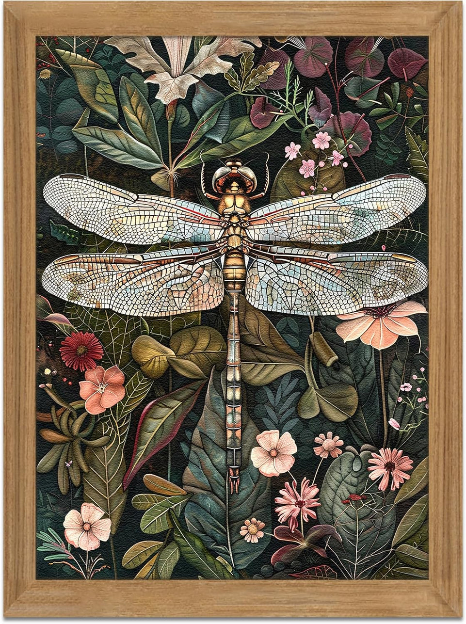 Framed Vintage 3D Textured Wall Art - Dark Green Dragonfly Flowers Wall Decor - Hand Drawn Sandstone Nature Botanical Pictures for Living Room Bedroom Home Decor 12x16in https://www.amazon.com/dp/B0D4V264VF