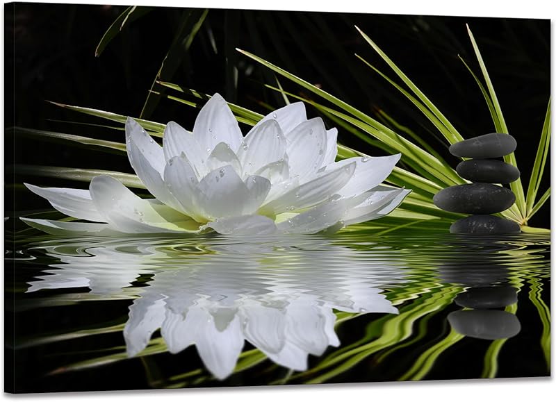 Canvas Prints Art Lotus Floral Pictures Wall Art for Zen Office Decor Meditation Poster Modern Artwork Painting Framed Ready to Hang(12x16inch) https://www.amazon.com/dp/B0CFDZLV4Y