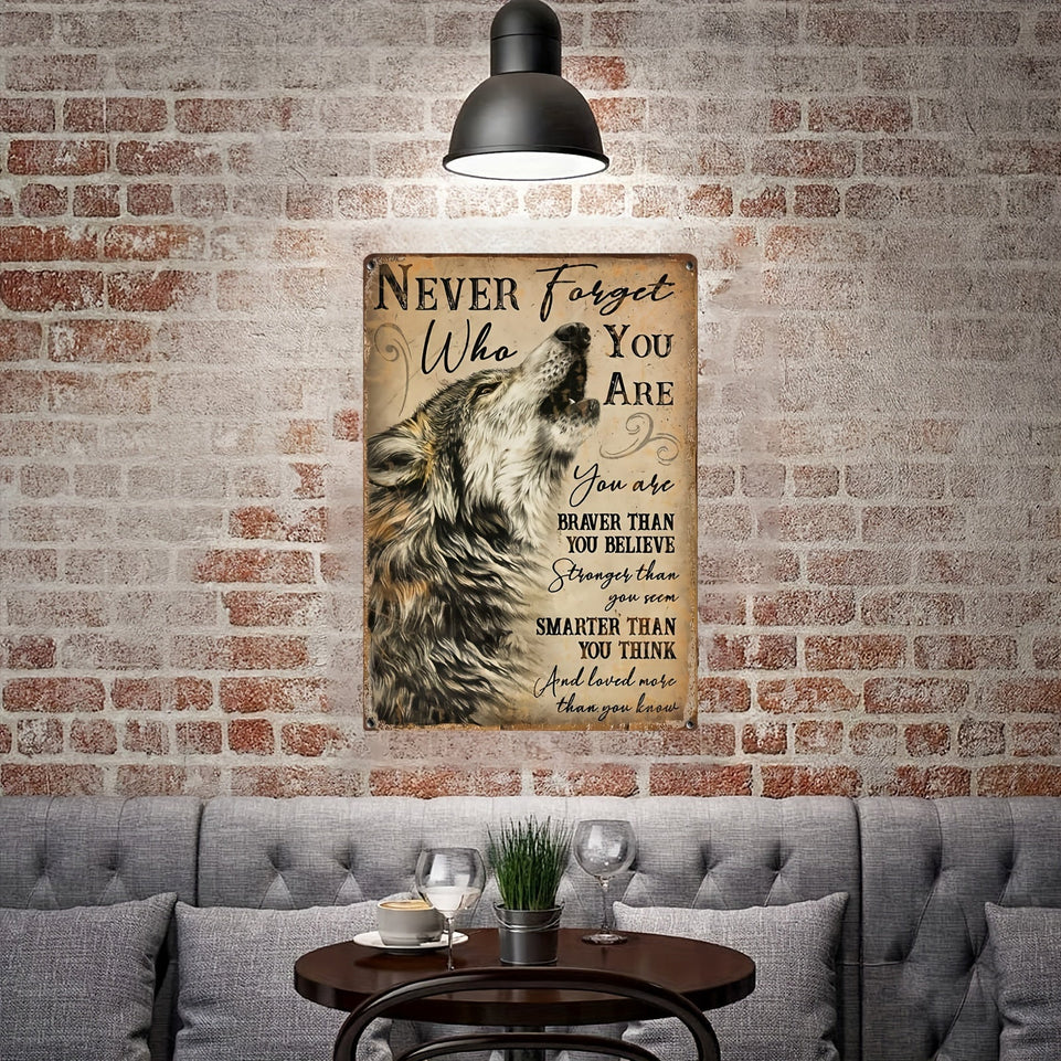 1pc Inspirational Wolf Spirit Tin Sign - "Never Forget Who You Are" - Rustic Metal Wall Decor with Motivational Quote, Perfect for Living Room & Farmhouse, 8"x12, Inspirational Wall Decor https://www.temu.com/search_result.html?search_key=601099526112046
