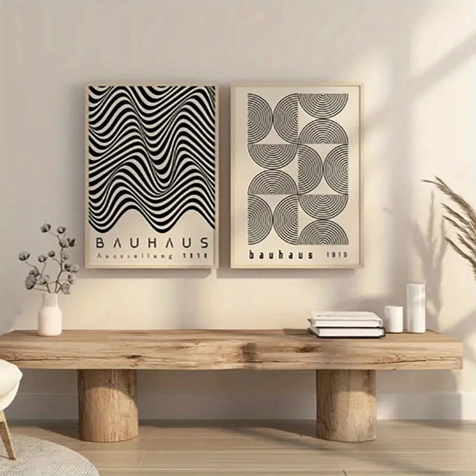 2pcs Vintage Bauhaus Canvas Paintings for Home Decor - Medieval Modern Wall Art for Bathroom, Bedroom, Office, Living Room - No Frame - 11.8x15.7 inches June Wall Art