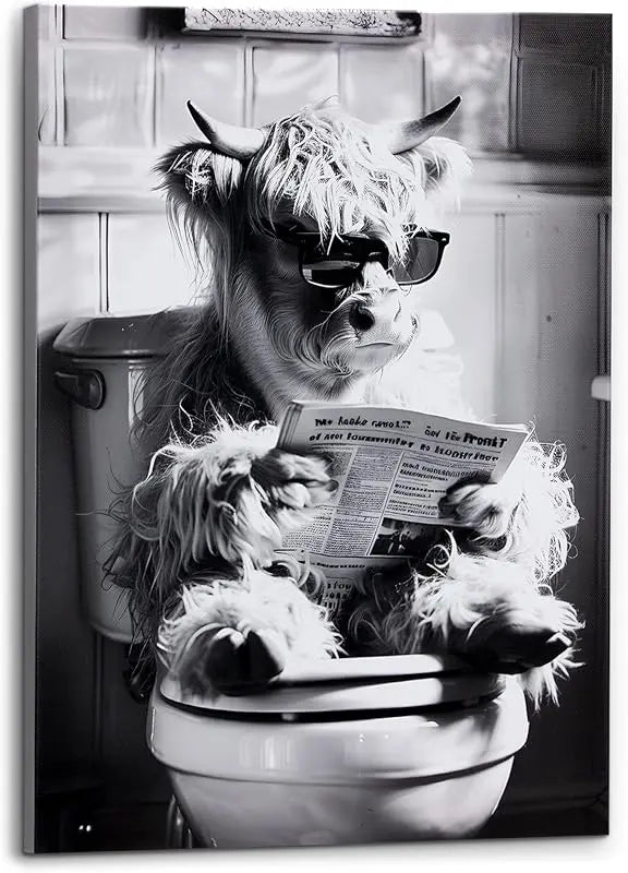 Deveosa Funny Bathroom Wall Art - Dog On Toilet Unique Cool Black And White Artwork For Restroom Paintings Animal Canvas Sings Decor Pictures Decorations 12x16inch https://www.amazon.com/dp/B0D1QJ3KZF