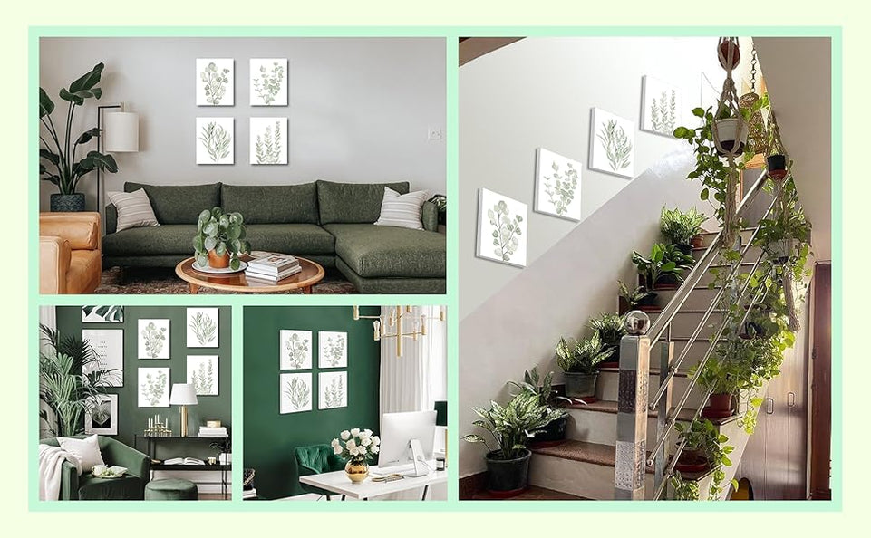 FRAMED Botanical Plant Canvas Wall Art,Boho Plant Wall Decor for Bedroom,Minimalist Floral Prints for Living Room,Light Green Botanical Art Painting for Office,Set of 4,8”x 10” https://www.amazon.com/dp/B09HH17JRH