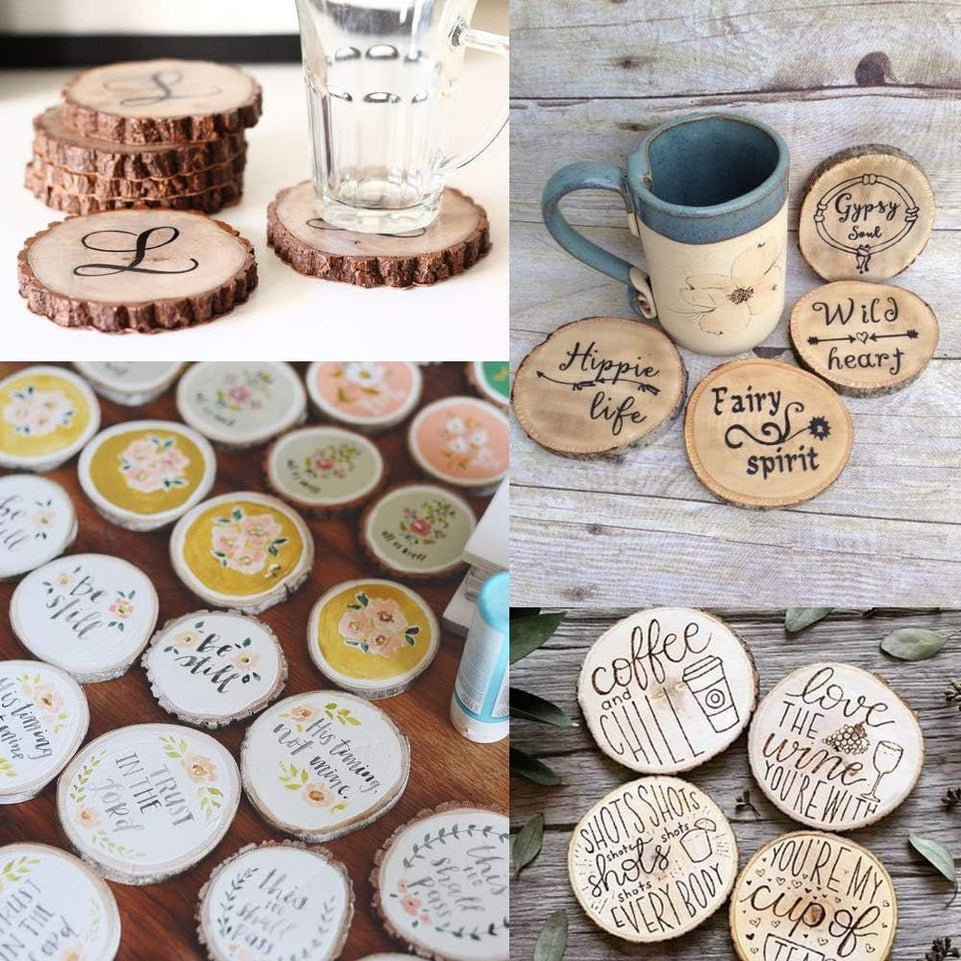Unfinished Natural Wood Slices 20 Pcs 3.5-4 inch Craft Wood kit Circles Crafts Christmas Ornaments Rustic Wedding Decoration DIY Crafts with Bark for Crafts https://www.amazon.com/dp/B07QSH1T32