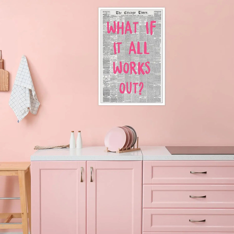 Liyark Retro Trendy Newspaper Canvas Wall Art What If All Works Out Poster Black And White Wall Art Positive Affirmation Quote Wall Art Pink Font Wall Decor Minimalist Home Decor 12x16in Unframed https://www.amazon.com/dp/B0D14VNYMR