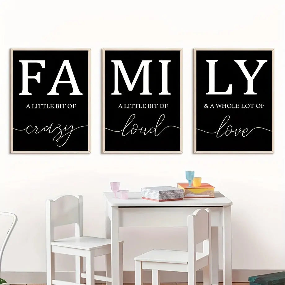 Luxury Minimalist 3pcs/set Frameless Canvas Wall Art - Decorative Paintings for Living Room - Family Writing No Frame June Wall Art