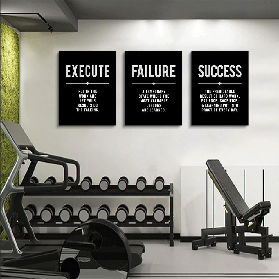 Framed Canvas Wall Art Success Quote For Office, Black Large Positive Motivational Poster, Set of 3, Execute Failure Definition, Inspirational Print (A-3pcs,12x16inchx3pcs) https://www.amazon.com/dp/B08CVF24C6