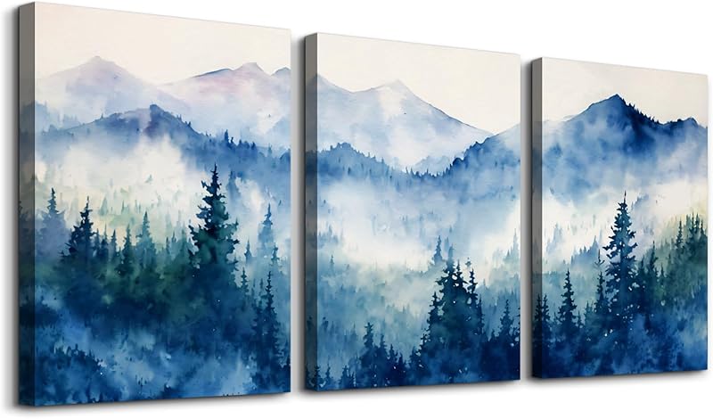 SERIMINO 3 Piece Lotus Flower Canvas Wall Art for Living Room White and Indigo Blue Floral Picture Wall Decor for Dining Room Bedroom Bathroom Kitchen Print Painting for Home Decorations https://www.amazon.com/dp/B08VP27GL7