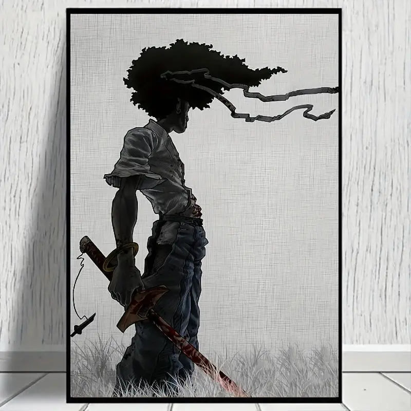 1pc African Samurai Anime Poster, Room Aesthetics Poster, Decoration Painting, Canvas Wall Art, Living Room Poster, Bedroom Painting, Home Decor, Frameless June Wall Art