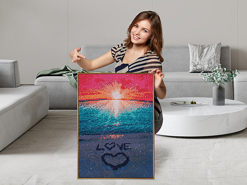 KTCLCATF Diamond Painting Beach by Number Kits,Sunset Love Diamond Art Kit Paint for Adults Beginner Full Drill Diamond Paintings Crystal Rhinestone Picture Arts Craft for Home Wall Decor Gift 16X12in https://www.amazon.com/dp/B07C2GDC1Q