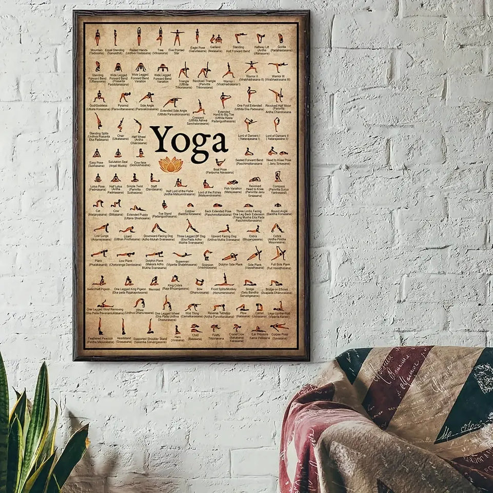 Yoga Chart Pose Health Poster - 1pc Home Exercise Gym Ashtanga Wall Art Canvas Painting - Living Room Home Wall Decor June Wall Art