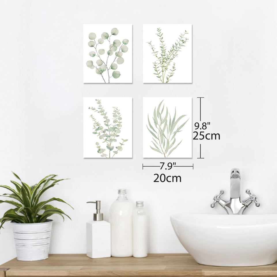 Erctoo Botanical Plant Canvas Wall Art, Framed Boho Wall Decor for Bathroom, Minimalist Aesthetic Bedroom Wall Art, Sage Green Eucalyptus Leaf Prints for Office, Set of 4PCS, 8”X10” https://www.amazon.com/dp/B0CFG2YPPX