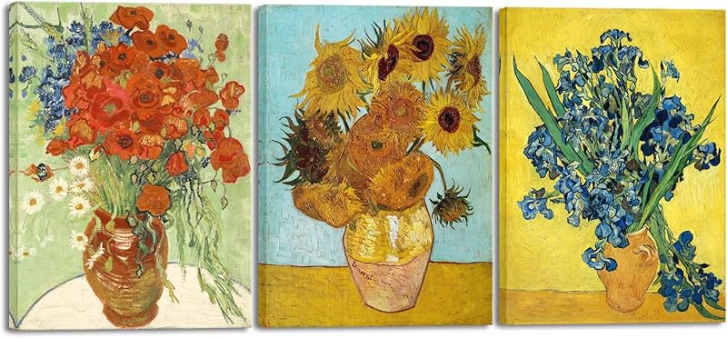 Wieco Art 3 Panels Canvas Prints of Vincent Van Gogh Paintings Reproduction Starry Night Over the Rhone Cafe Terrace at Night Canvas Wall Art for Living Room Home Office Decor https://www.amazon.com/dp/B0C33BG7JC
