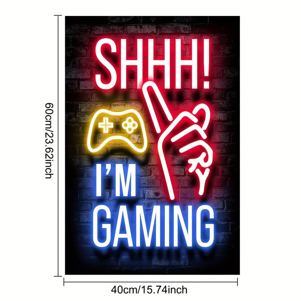 1pc Neon Game Poster - Vibrant Canvas Painting for Electronic Sports Room, Game Hall, and Boys' Bedroom - Perfect Wall Decor for Gamers June Wall Art
