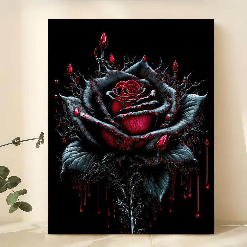 1pc Vintage Art Canvas Painting, Blood Rose Flower Painting On Canvas Wall Art, Artwork Wall Painting For Bathroom Bedroom Office Living Room Home Wall Decor, No Frame https://www.temu.com/search_result.html?search_key=601099518695522