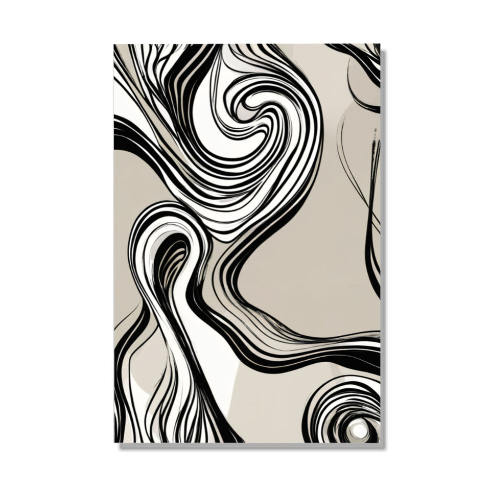 Abstract Swirls in Monochrome Canvas Art June Wall Art