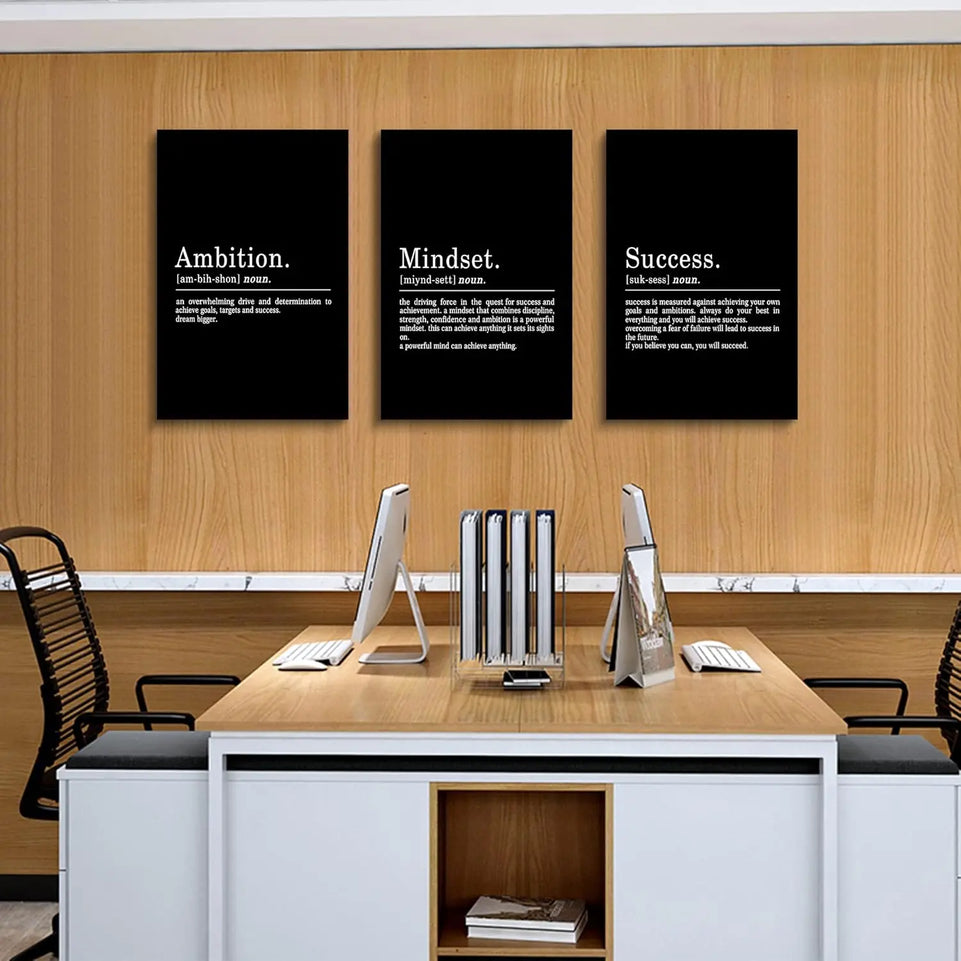 Inspirational Canvas Painting Wall Art -EPHANY ART,Mindset Quotes Prints, Success Framed Entrepreneur Poster Positive Quotes Wall Poster for Home Office Workplace (M-3pcs,12x16inchx3pcs) https://www.amazon.com/dp/B0B3J9L4QY