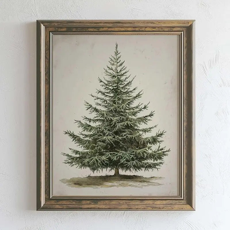 Vintage Christmas Tree, Pine Tree Vintage Print, Holiday Decor, Rustic Winter Tree Print, Botanical Winter Art, Christmas Tree Wall Decor (8x10 inch Print Unframed) https://www.amazon.com/dp/B0DHWXYDSB