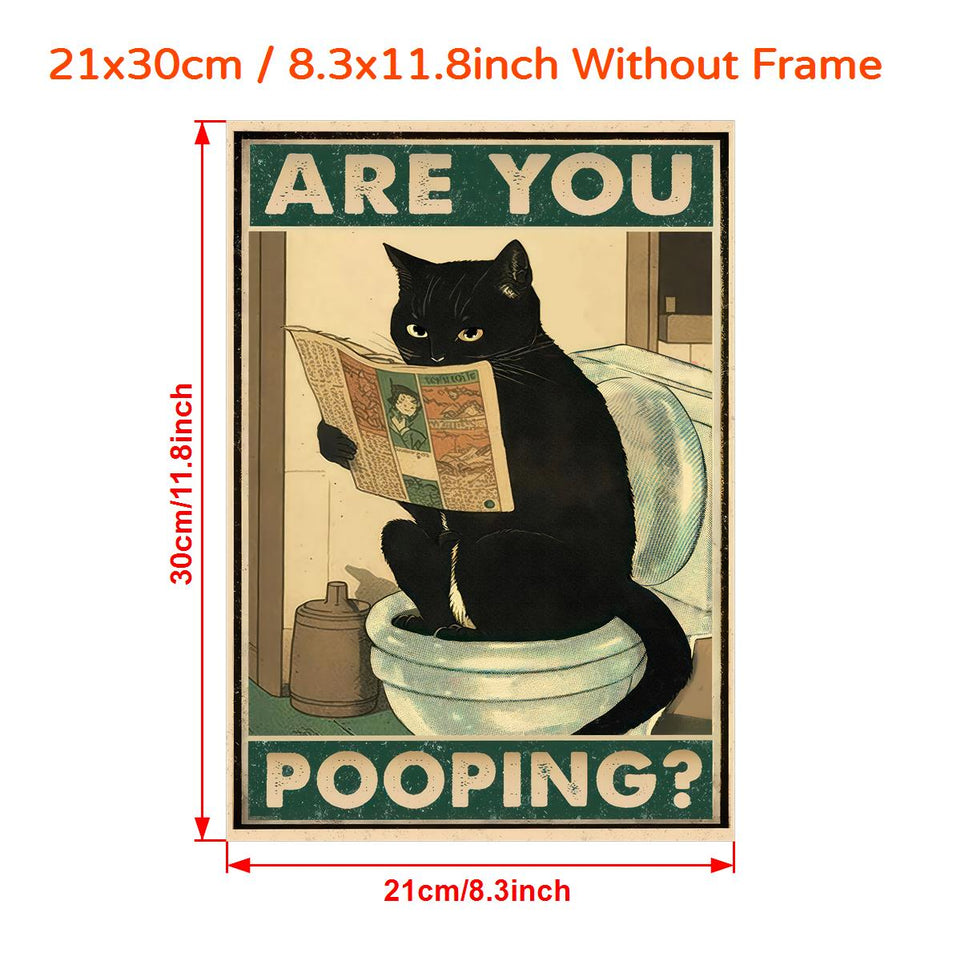 1pc Canvas Poster, Inspirational Quote Wall Art, Are You Pooping Black Cat Kitten Watching Newspaper In Toilet, Funny Animal Poster, Vintage Retro Art, For Living Room Wall Decor/ Room Decor/ Home Decor, No Frame, Halloween Decoration https://www.temu.com/search_result.html?search_key=601099516946631