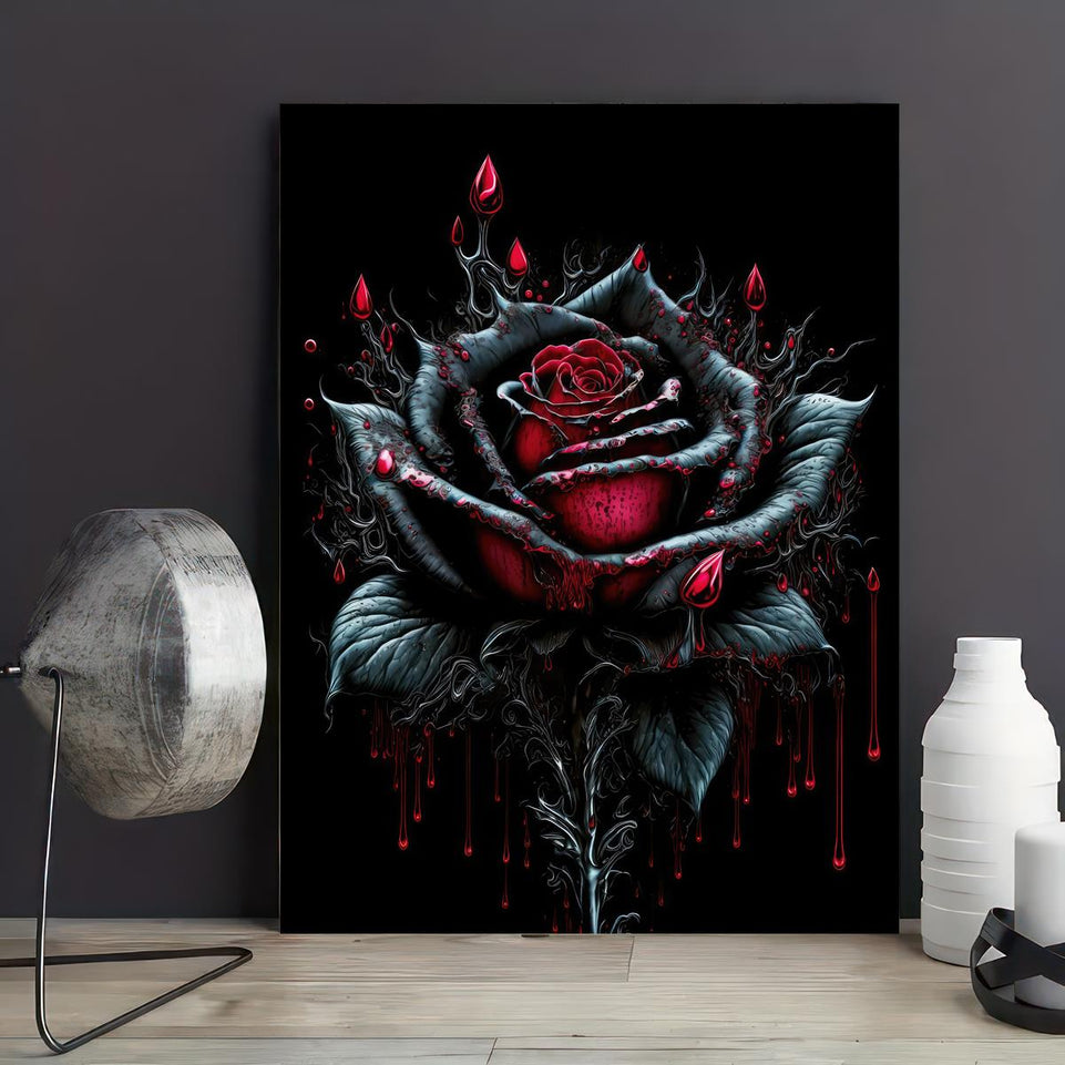 1pc Vintage Art Canvas Painting, Blood Rose Flower Painting On Canvas Wall Art, Artwork Wall Painting For Bathroom Bedroom Office Living Room Home Wall Decor, No Frame https://www.temu.com/search_result.html?search_key=601099518695522