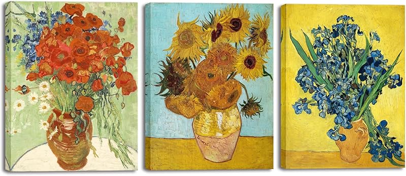 Wieco Art 3 Panels Canvas Prints of Vincent Van Gogh Paintings Reproduction Starry Night Over the Rhone Cafe Terrace at Night Canvas Wall Art for Living Room Home Office Decor https://www.amazon.com/dp/B0C33BG7JC