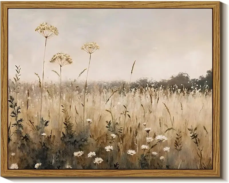 InSimSea Framed Wall Art for Living Room Landscape Canvas Wall Decor Meadow with Flowers Vintage Paintings Classical Wildflower Field Scene Boho Floral Pictures Decor Gifts for Bathroom Bedroom 8x10in https://www.amazon.com/dp/B0D1YFGWX7