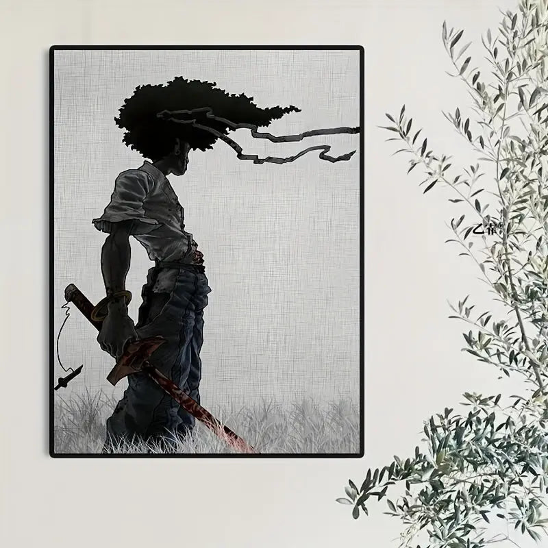 1pc African Samurai Anime Poster, Room Aesthetics Poster, Decoration Painting, Canvas Wall Art, Living Room Poster, Bedroom Painting, Home Decor, Frameless June Wall Art